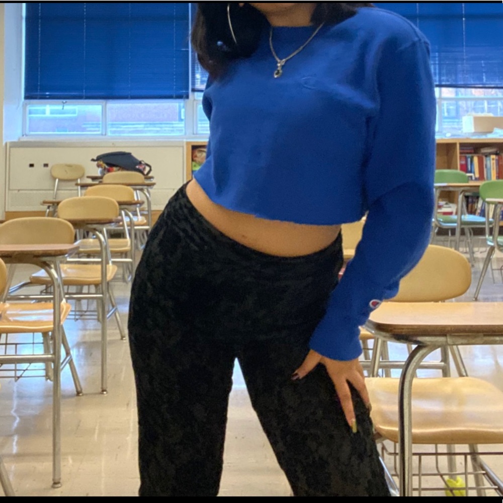 Cropped blue champion hoodie